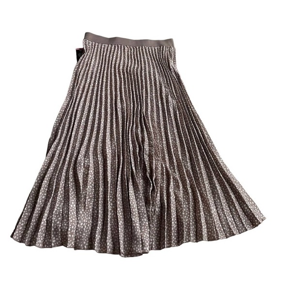 Vince Camuto Pleated Midi Skirt Tan Brown Cafe White Small XXL Floral Workwear - Picture 8 of 10
